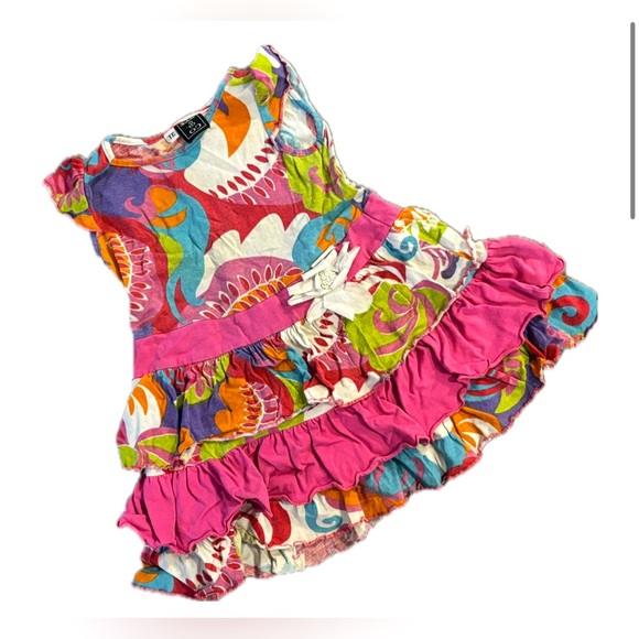 Mack & Co Other - Mack & Co Toddler Girl 3T Bright Floral Ruffle Dress with flower Accent